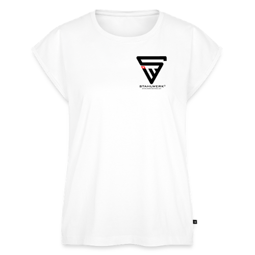 Camiseta orgánica premium para mujer de STAHLWERK-SCHWEIZ con logo estampado - 99% algodón / 1% elastano, blanco, varias tallas