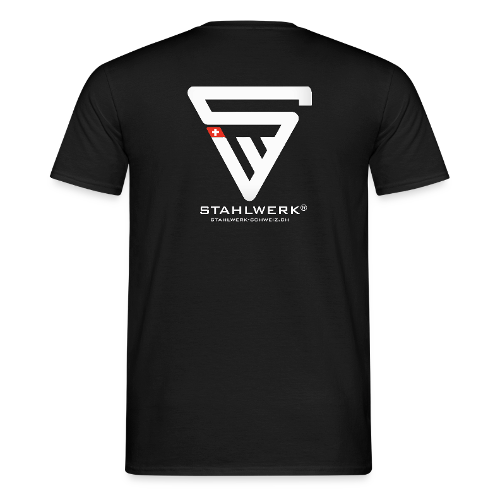 T-shirt STAHLWERK-SCHWEIZ a maniche corte con stampa logo - 100% cotone, nero, varie taglie