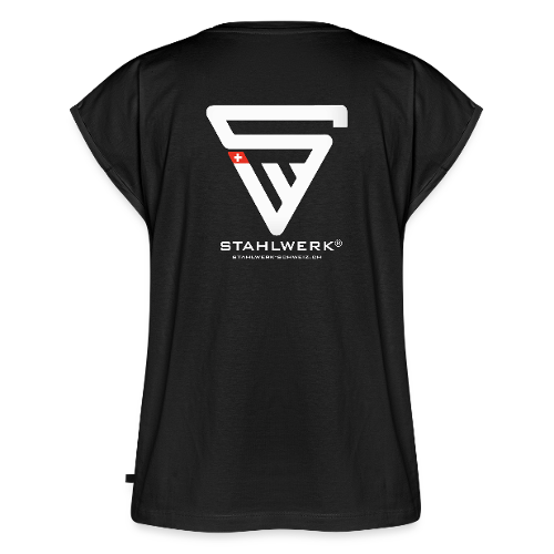 Top organico premium da donna STAHLWERK-SCHWEIZ con stampa del logo - 99% cotone / 1% elastan, nero, varie taglie