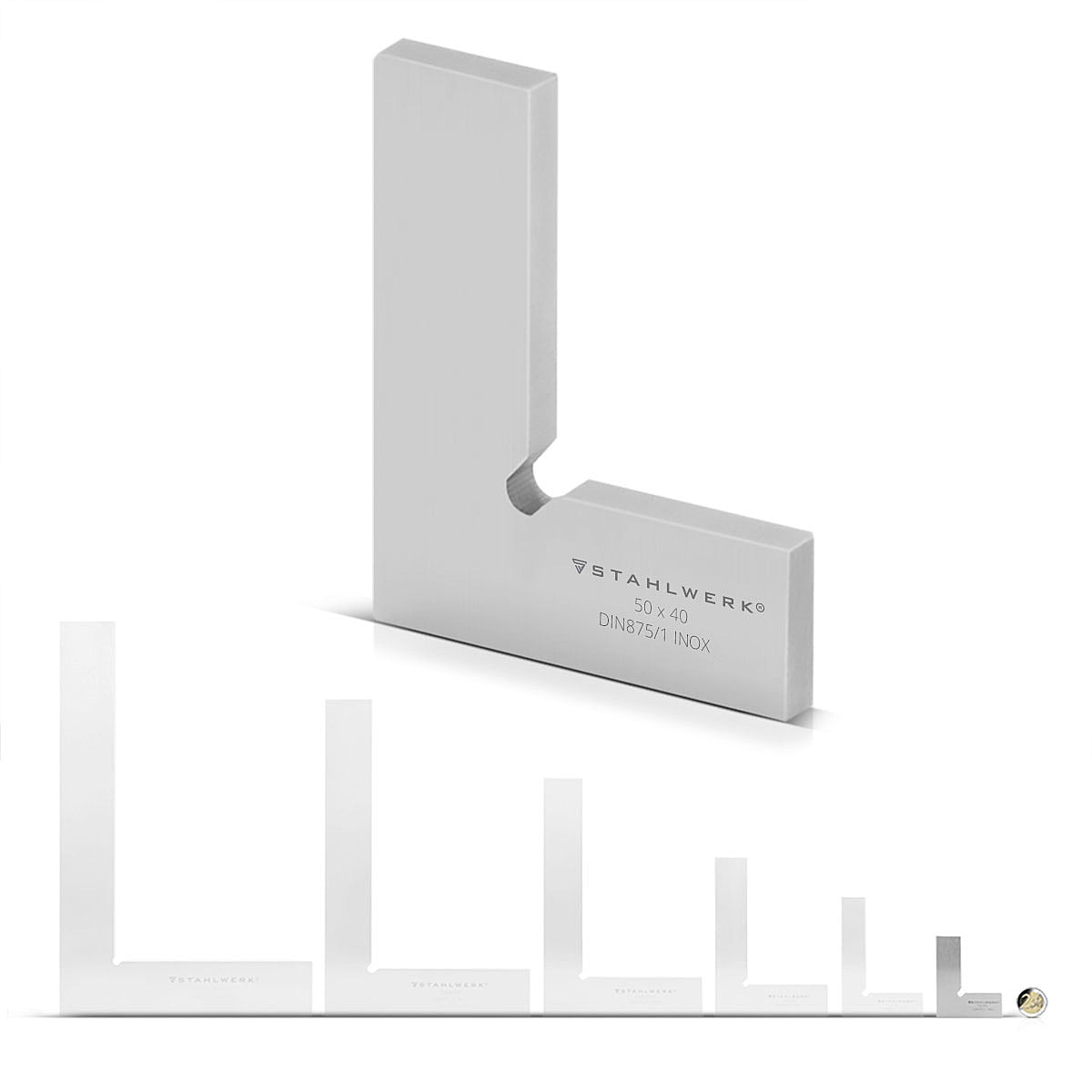 Angolo piatto STAHLWERK 90° 50 x 40 mm DIN 875/1 angolo di controllo / squadra da fabbro / squadra di battuta / squadra di precisione in acciaio inossidabile