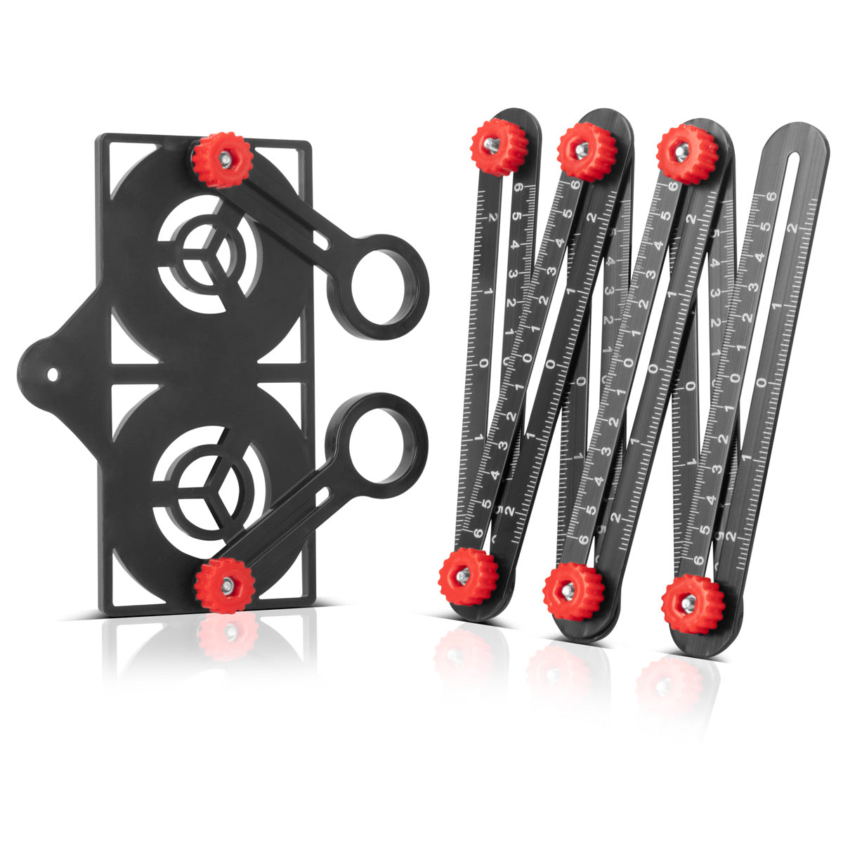STAHLWERK Règle de mesure multi-angle 6 en 1 pour la création précise de pochoirs, angleiseur de haute qualité | Modèle d'angle | jauge de contour | Outil de modèle | Outil de mesure en aluminium