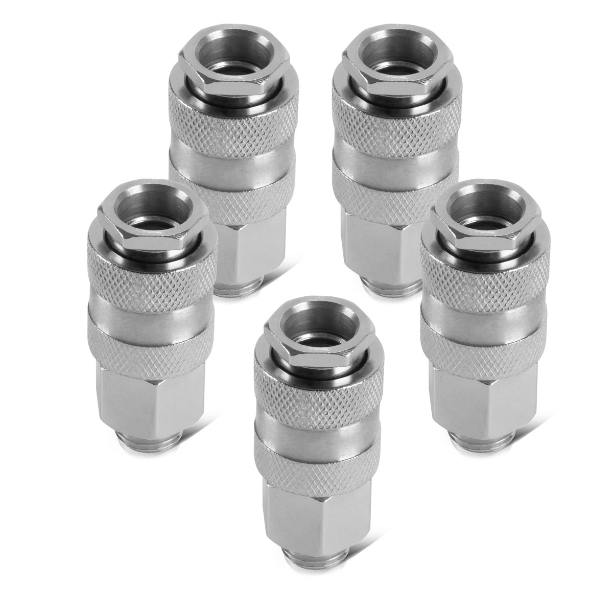 STAHLWERK juego de 5 acoplamientos rápidos para aire comprimido NW 7,2 con rosca exterior de 1/4", acoplamiento | Enchufe | Adaptadores | Accesorios para compresores de aire comprimido