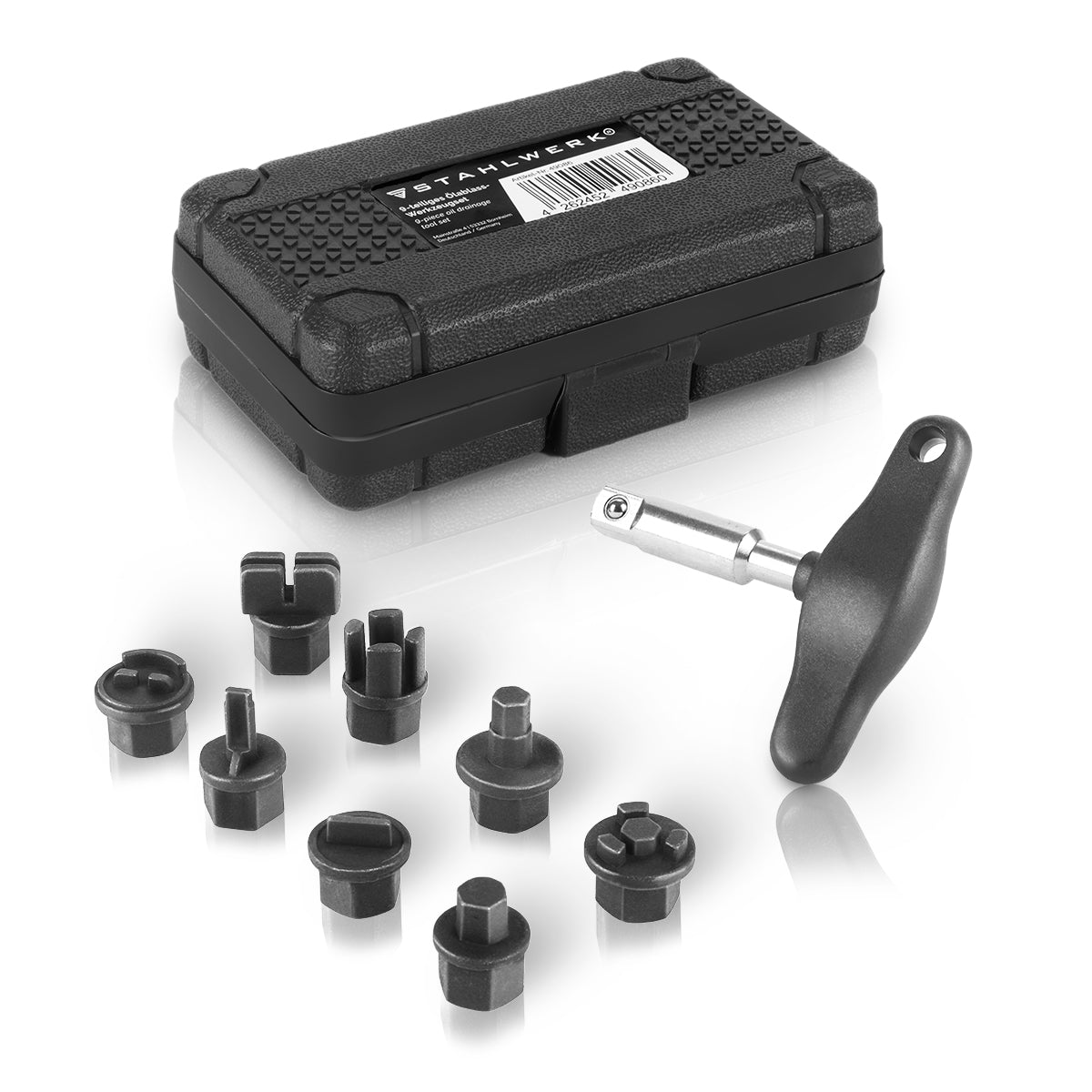 STAHLWERK oil drain tool set 9 pieces | Oil change tool | Oil service special profile set | Socket wrench set for plastic oil drain plugs from BMW | DAF | Ford | GM | MAN | Mercedes | PPE | VAG