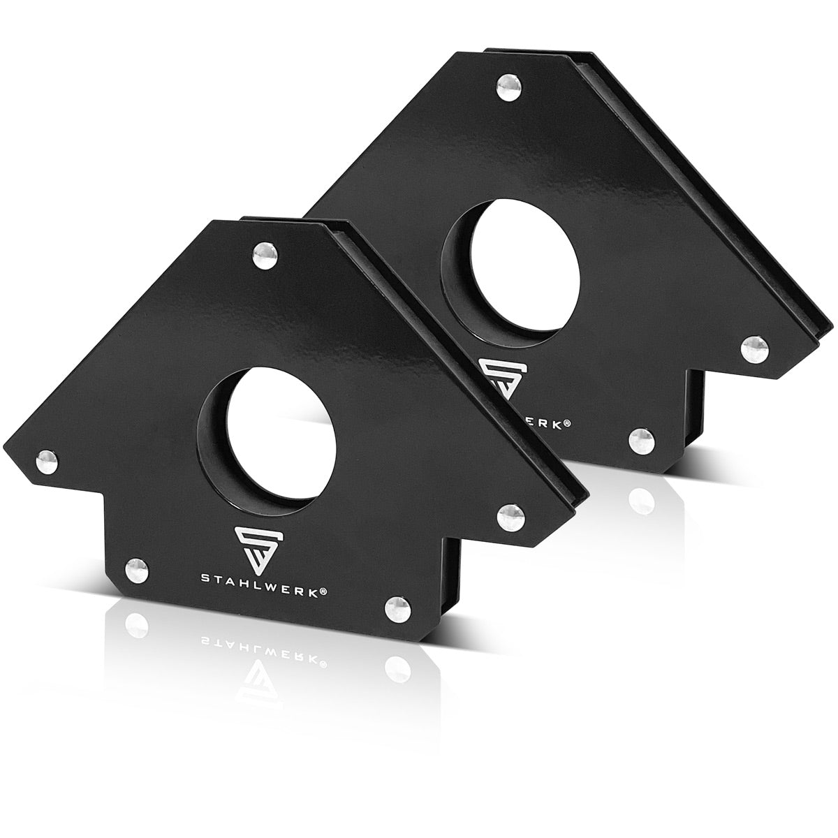 STAHLWERK 2er Set Magnet-Schweißwinkel 34 kg | 75 lbs praktischer Schweißmagnet | Magnetwinkel | Schweißpositionierer mit starker Haftkraft