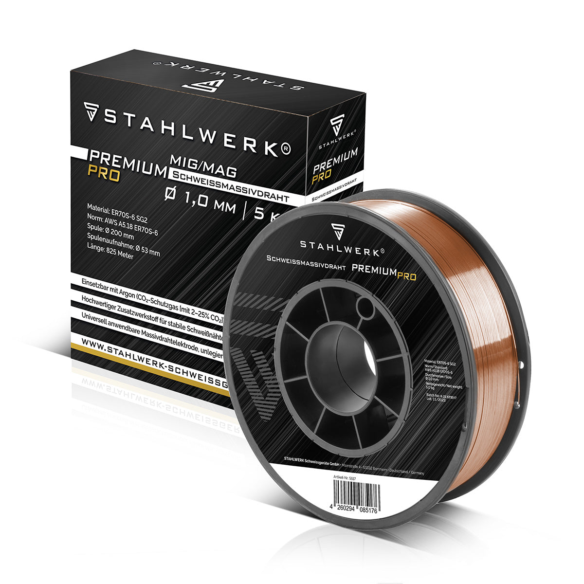 STAHLWERK MIG MAG Premium welding wire ER70S-6 SG2 Ø 1.0 mm S200/D200 wire roll 5 kg