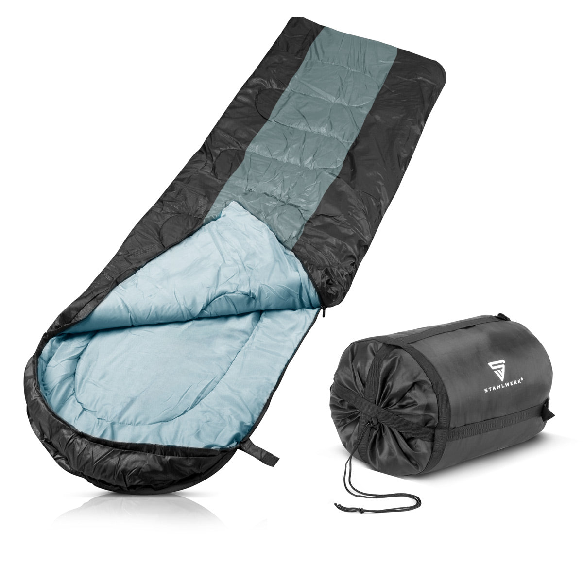 Saco de dormir STAHLWERK SB-400 ST hasta -15°C Saco de dormir para exterior 4 estaciones | Saco de dormir para acampar | Saco de dormir momia | Saco de dormir de viaje | Saco de dormir de verano e invierno.