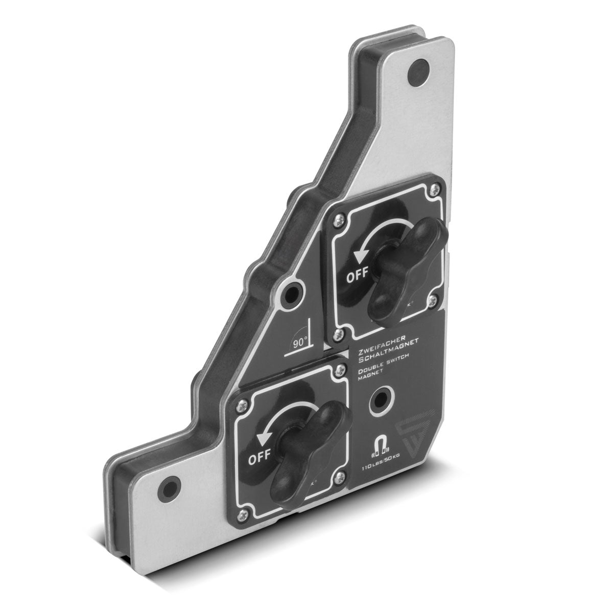 Aimant de commutation double STAHLWERK | Aimant de soudage flexible à 90 degrés avec force magnétique contrôlable individuellement | Adaptable à toutes les pièces pour un travail précis
