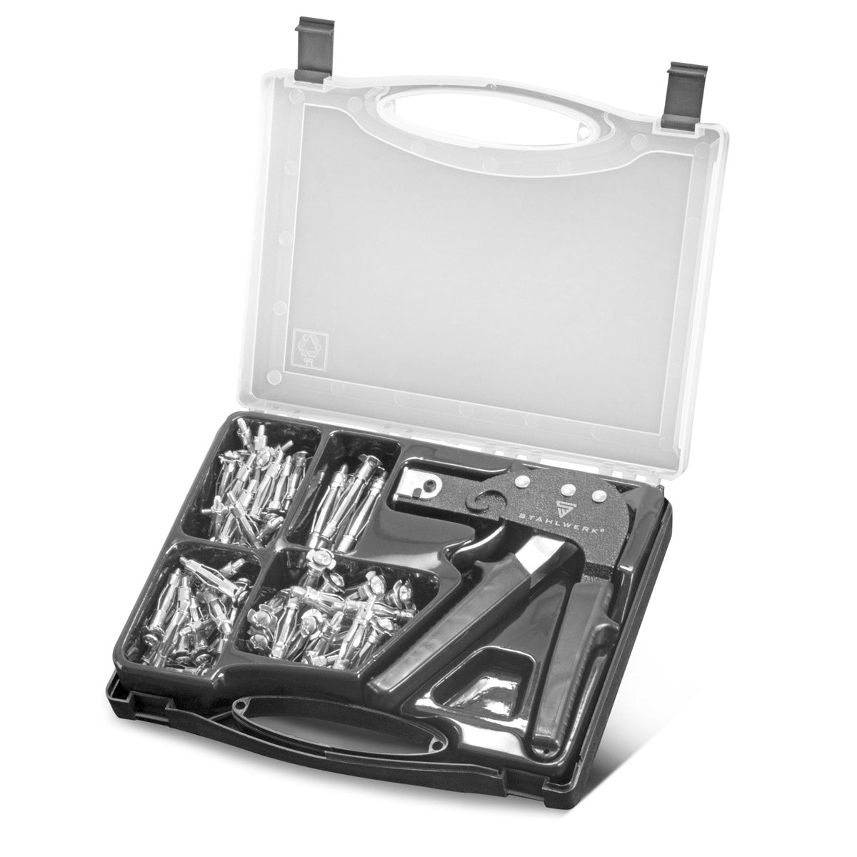 STAHLWERK cavity dowel pliers in a set with metal cavity dowels M4 x 32 | M4x38 | M5x37 | M5x52 | 72-piece metal dowel set with dowel pliers for drywall work