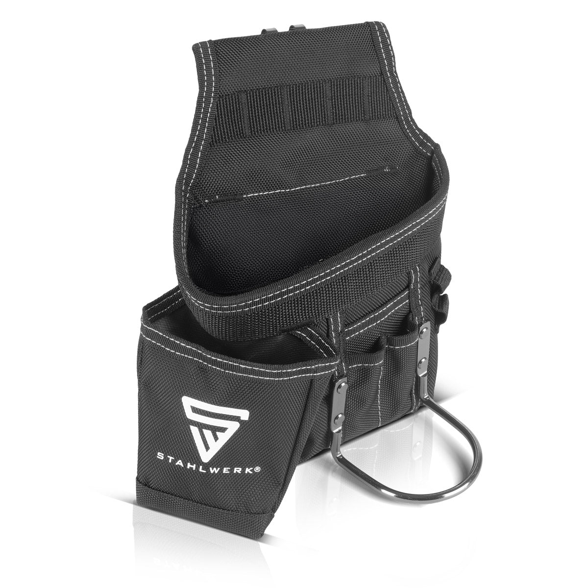 Cinturón para herramientas STAHLWERK de robusto tejido de poliéster | bolsa multifuncional para cinturón con amplio espacio de almacenamiento, soporte para martillo, soporte para cinta métrica | Cinturón artesano | Bolsa de herramientas
