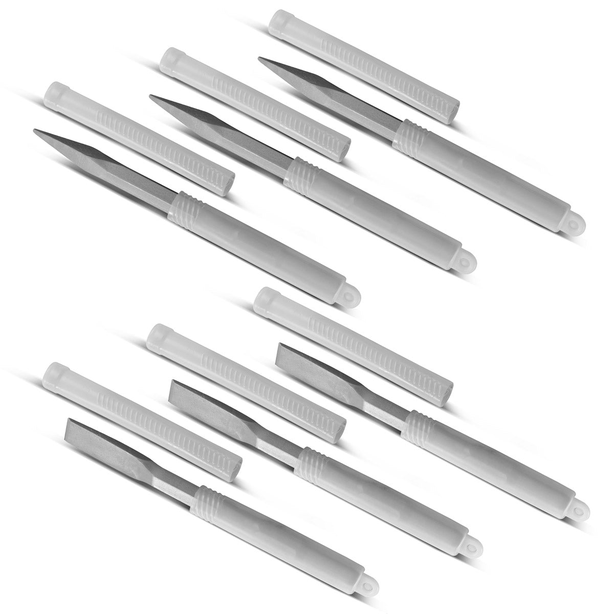 STAHLWERK chisel set of 6 with 3 flat chisels and 3 pointed chisels 17 x 260 mm hexagonal holder for demolition hammer | Mortar hammer | chisel hammer | Impact hammer | Hammer drill | demolition hammer