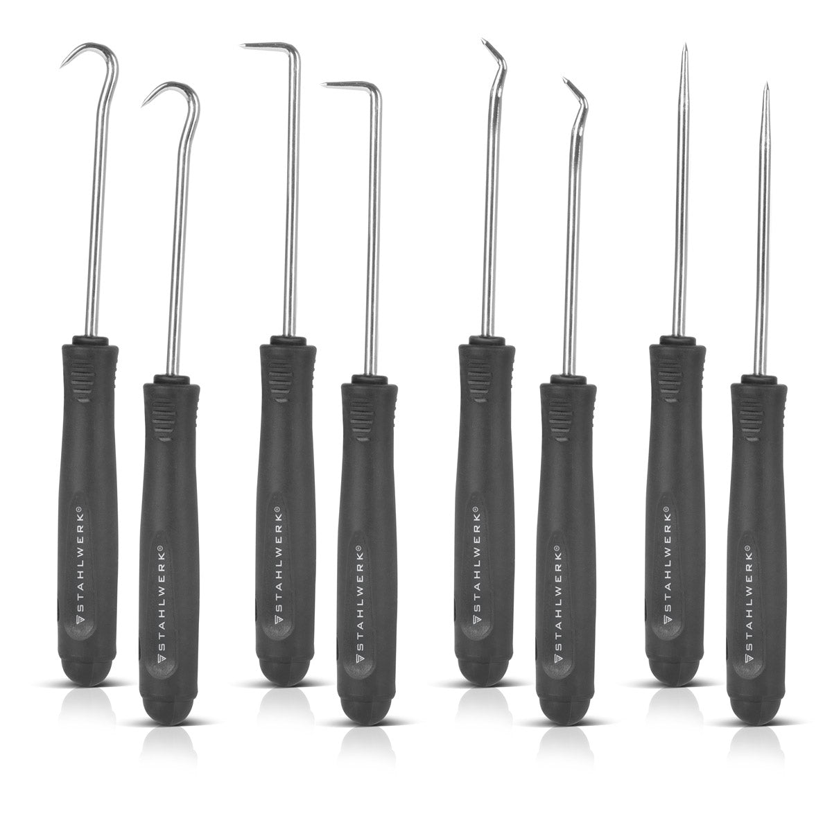 STAHLWERK hook tool set 8 pieces | Hook set | Needle hook | Sealing hook | Pick set | Precision hook | O-ring tool for removing and inserting seal rings