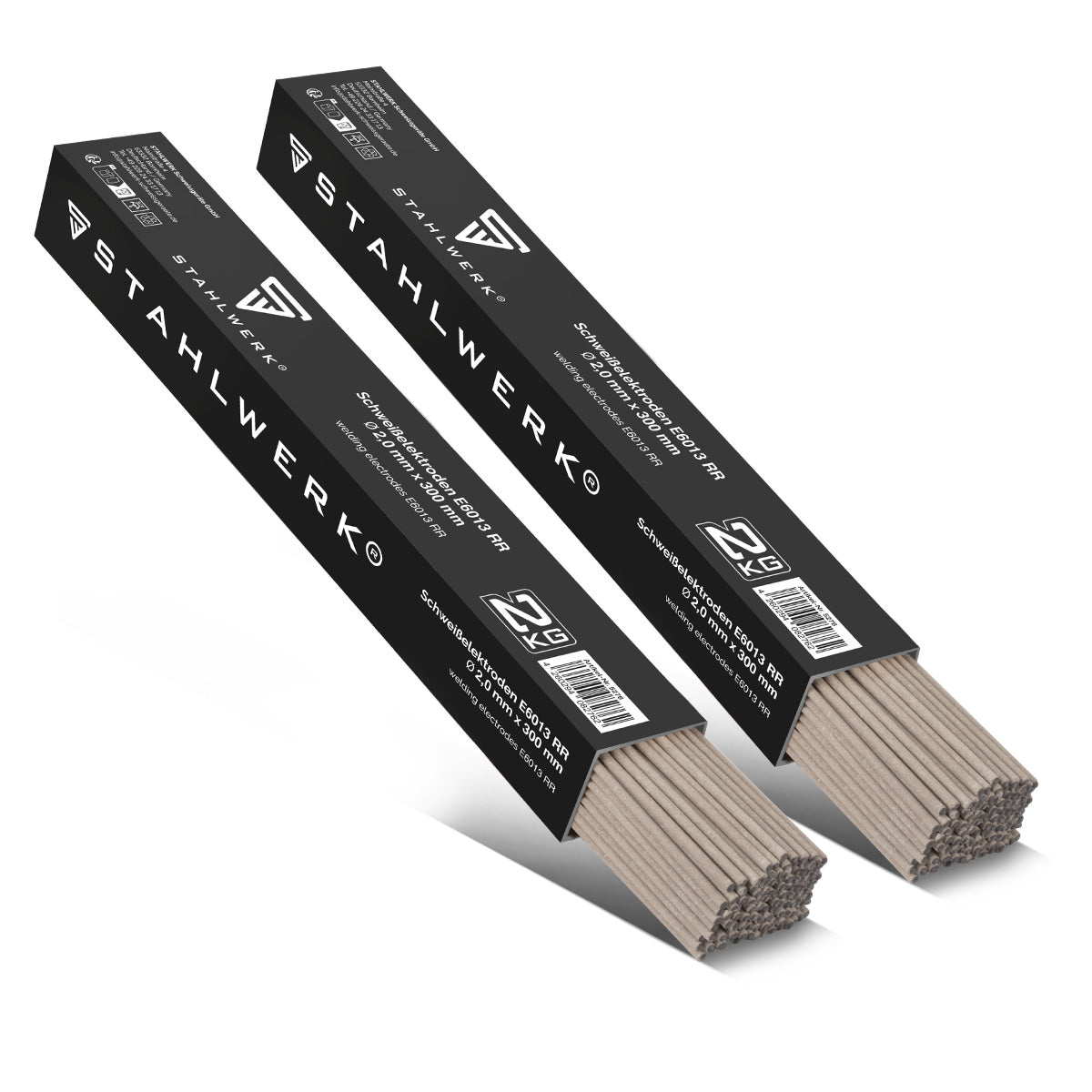 STAHLWERK 2 x électrodes en bâton AWS E6013RR à revêtement rutile épais 2 mm x 300 mm, courant de soudage 50-70 A, haute pureté chimique, 2 kg MMA ARC