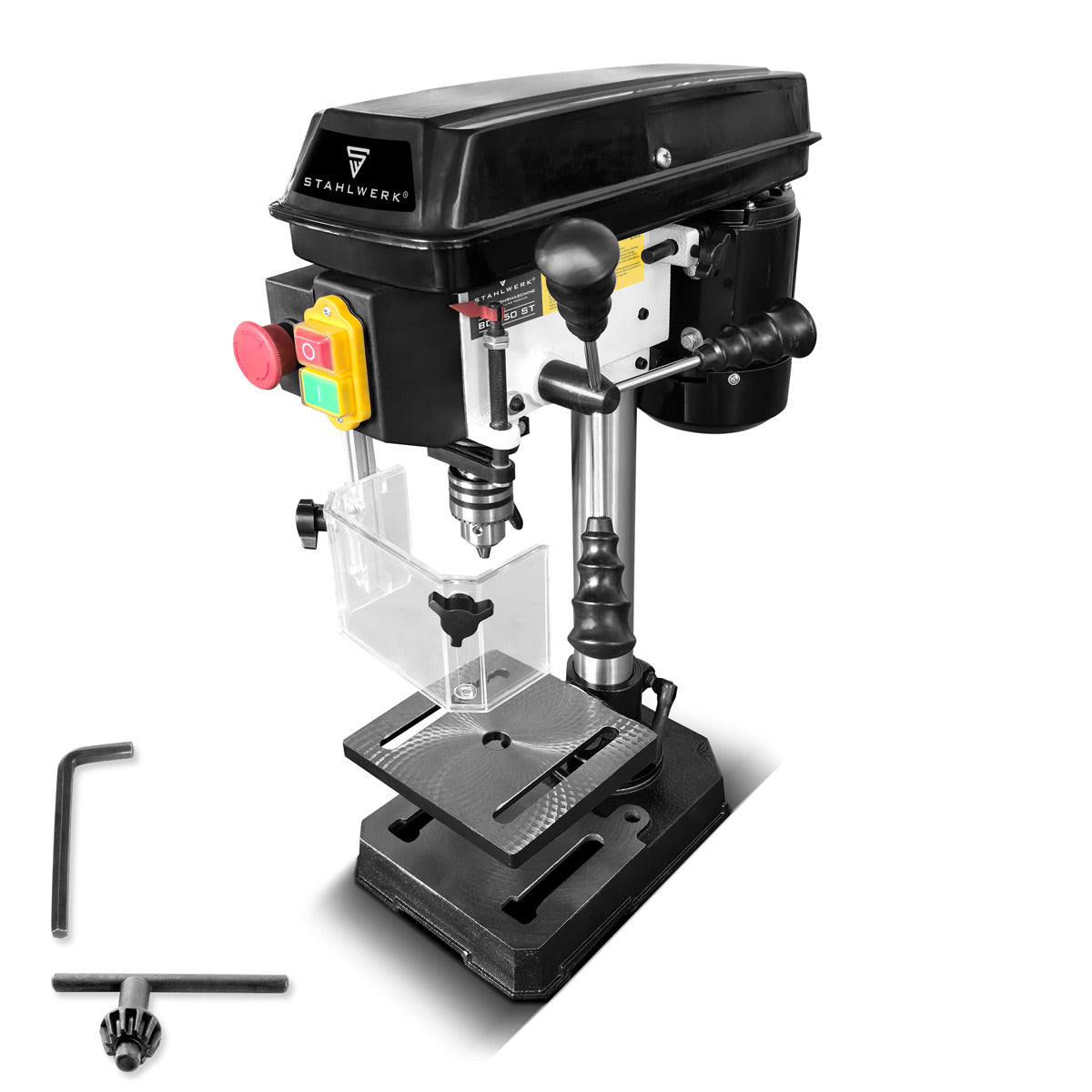 STAHLWERK BD-350 ST column drilling machine | Precise Bench Drill 350W for DIY, Metal Construction | Drilling diameter Ø 13 mm | 620 - 2,620 rpm | Robust drilling table and metal base for stability