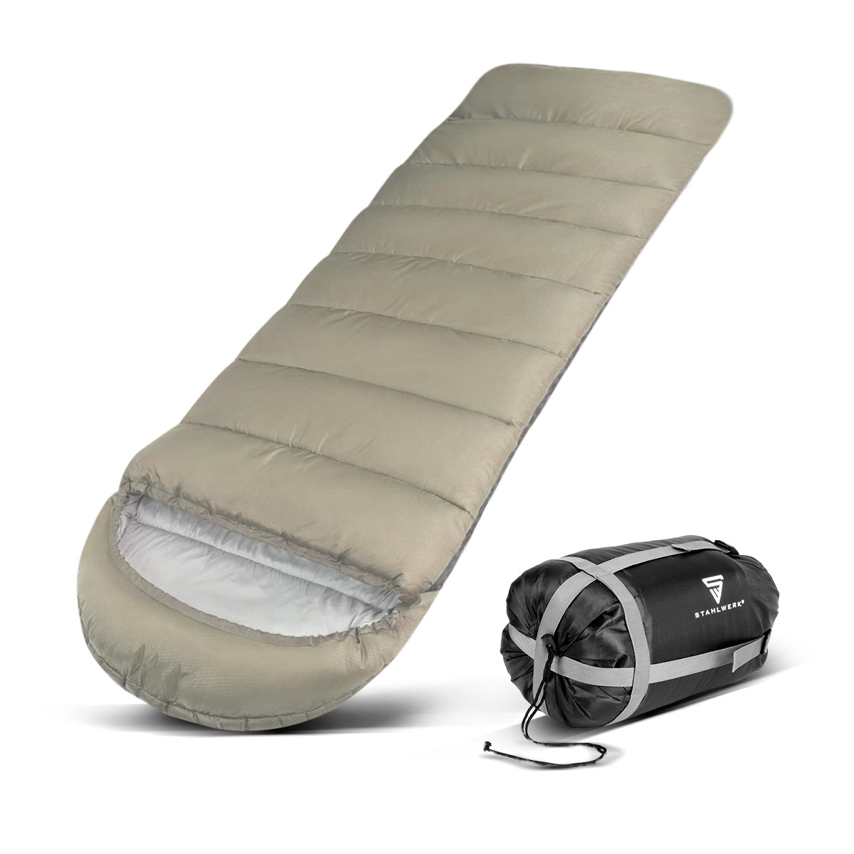 STAHLWERK Schlafsack SB-600 ST Leichter Outdoorschlafsack bis 5°C | Füllung 330g/m2 | Campingschlafsack | Mumienschlafsack | Reiseschlafsack | Trekking- und Wanderschlafsack