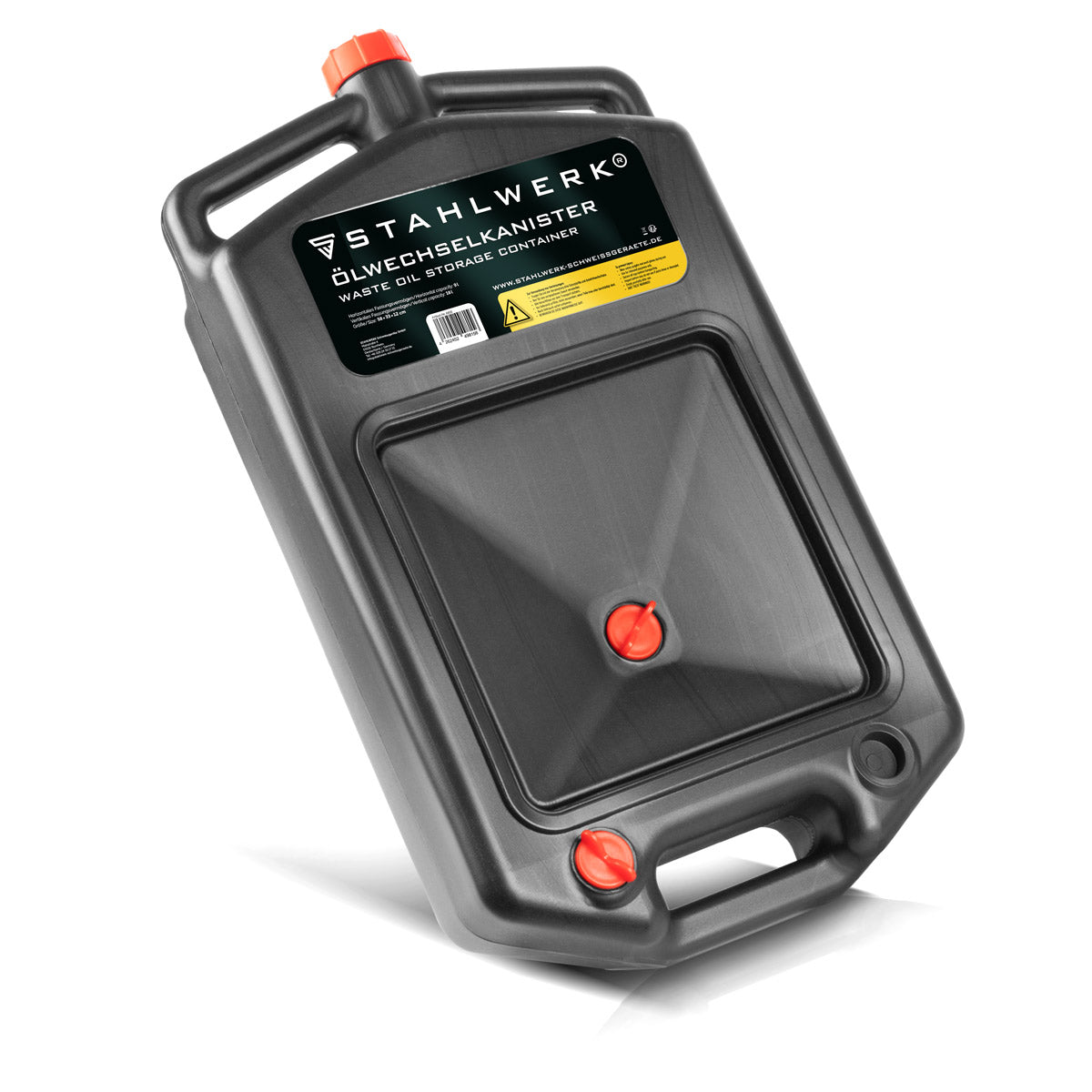 STAHLWERK oil change canister 10 L | Robust oil drip tray | Mobile and flexible to use | Oil pan with collecting aid | 2-in-1 function - oil and fuel canister for cars, motorcycles and workshops