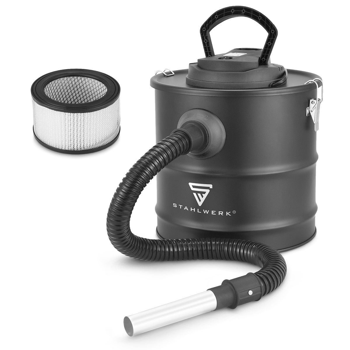 STAHLWERK Aschesauger VCL-1000 ST | Ofensauger mit 20 Liter Schmutzbehälter | 1000 W Leistung | Kamin-Staubsauger mit HEPA Filter | Blasfunktion | Für kalte Asche, Ofen, Grill, Werkstatt