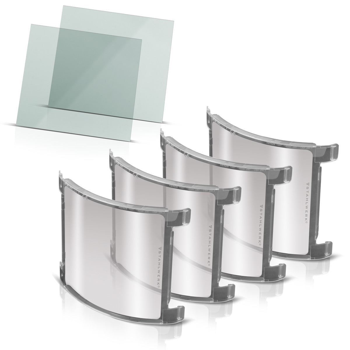 STAHLWERK Welding Helmet Replacement Lenses Set of 6 | Internal replacement lenses and external visor | Welding protection glass | Protective glasses according to EN ISO EN ISO 16321 for fully automatic welding helmets | TITANIUM