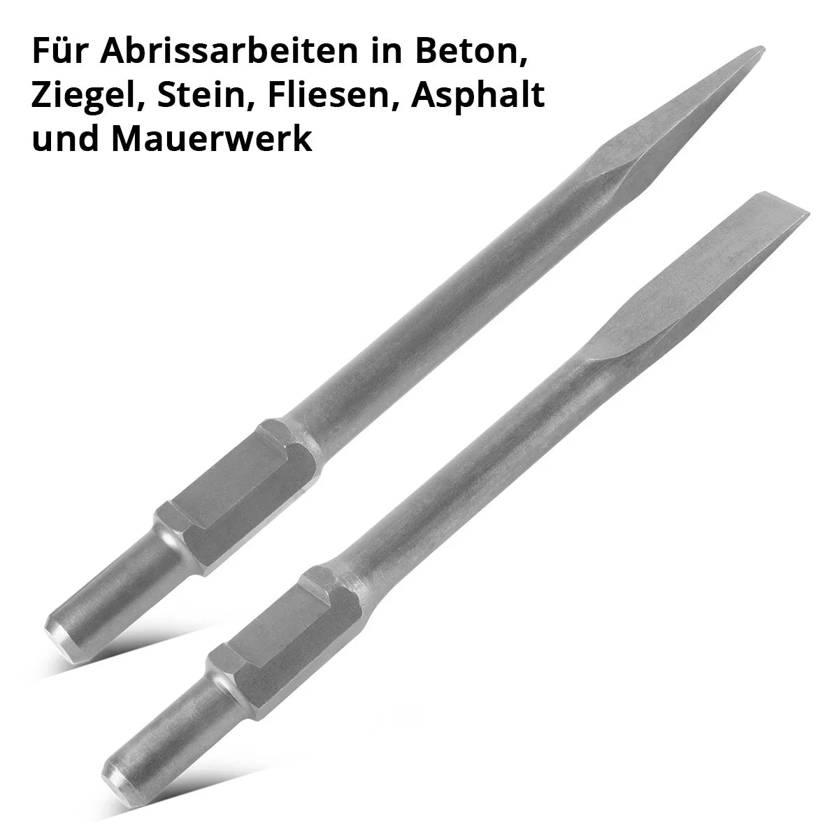 STAHLWERK Meißel 2er Set mit Flachmeißel und Spitzmeißel 30 x 380 mm Sechskant-Aufnahme für Abbruchhammer | Stemmhammer | Meißelhammer | Schlaghammer | Bohrhammer | Abrisshammer