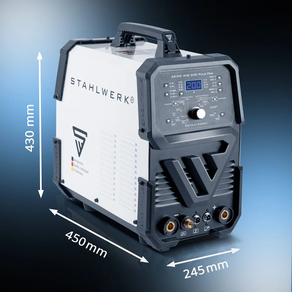 STAHLWERK AC/DC TIG 200 Puls Pro - saldatrice digitale | Inverter da 200 A, funzione ARC/MMA, memoria di lavoro e tecnologia IGBT, adatto per alluminio e lamiera sottile, 7 anni di garanzia del produttore
