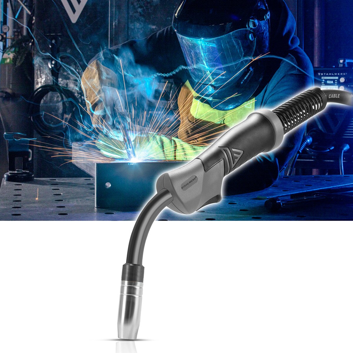 STEEL PLANT AK15 | MB15 welding torch including 4 m hose package, professional welding accessories for MIG MAG inert gas welding machines with Euro central connection