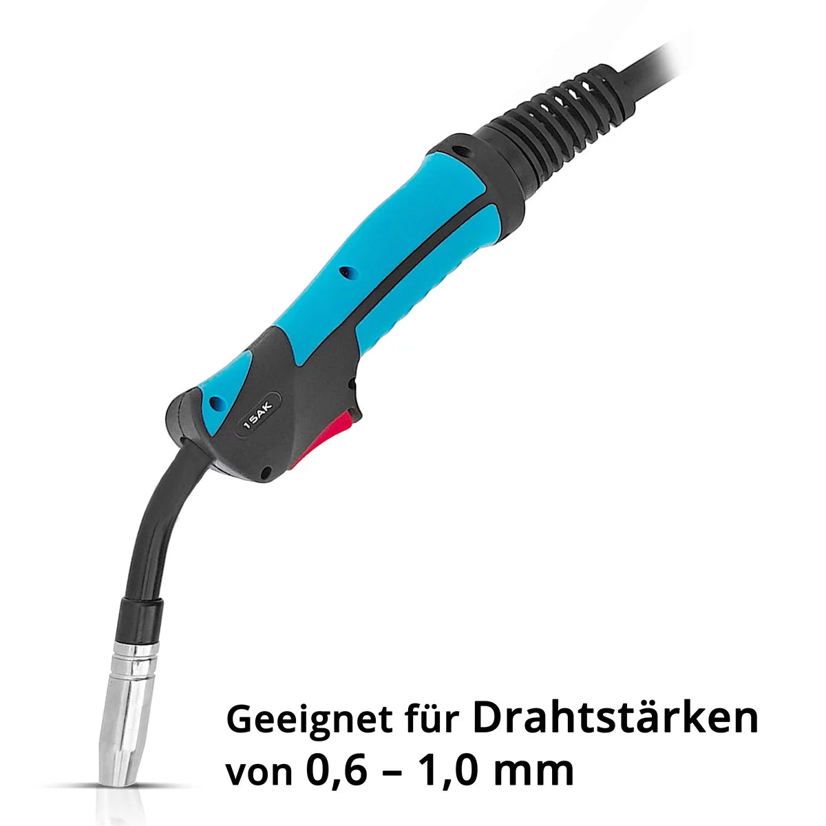 STAHLWERK AK15 welding torch including 3 meter hose package | Professional welding accessories for MIG/MAG inert gas welding machines with Euro central connection | Air-cooled MIG/MAG welding gun 180 amps