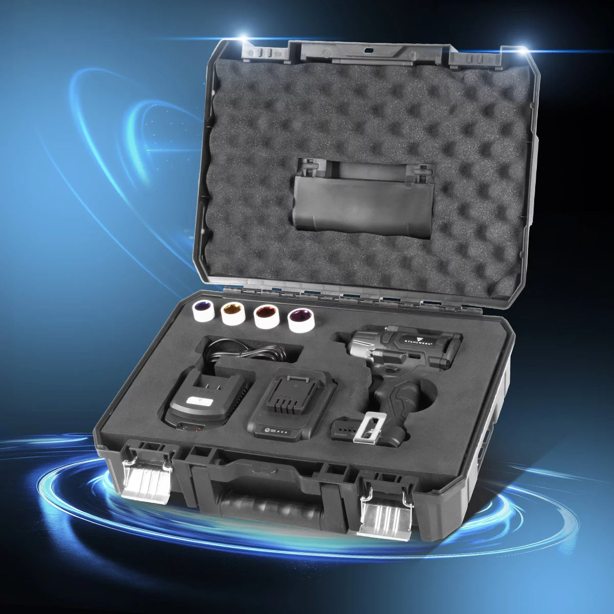 STAHLWERK Akku-Drehschlagschrauber ADS-880 ST | 20 Volt-System | Brushless-Technologie | Akku-Schlagschrauber mit 880 Nm | ½“ Zoll Aufnahme | Inklusive 4 Schonnüsse 17-22 mm | Akku und Ladegerät