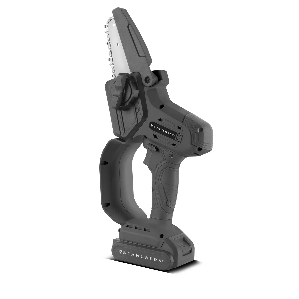 Mini tronçonneuse sans fil STAHLWERK MAK-20 ST avec batterie 2000 mAh | Tronçonneuse manuelle puissante pour couper tous types de bois | Tronçonneuse électrique avec technologie brushless | Scie compacte sans fil