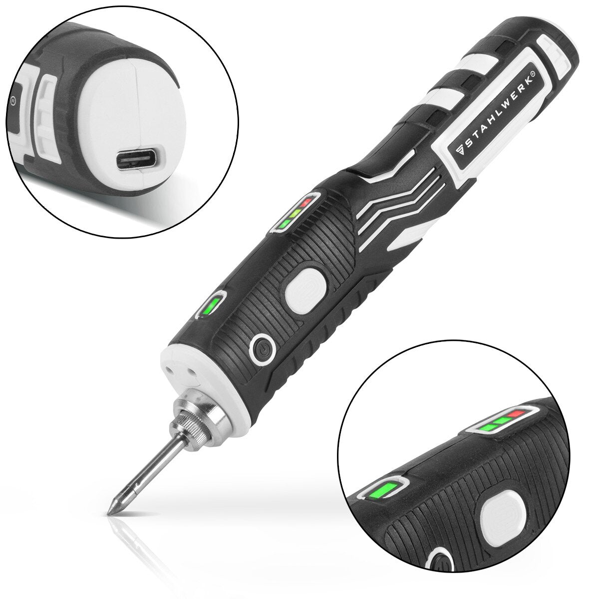 STAHLWERK cordless soldering iron BLK-8 ST USB soldering device | Soldering station | Soldering gun with 8 watts of power and 480°C peak temperature for soldering and desoldering