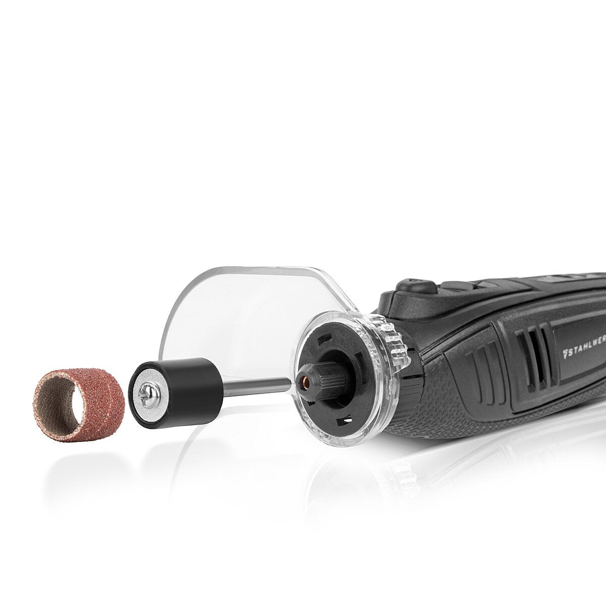 Amoladora multiusos a batería STAHLWERK AMF-80 ST 5.000-25.000 rpm 2.000 mAh herramienta multifuncional/herramienta rotativa/amoladora/miniamoladora con 53 accesorios y cable de carga USB