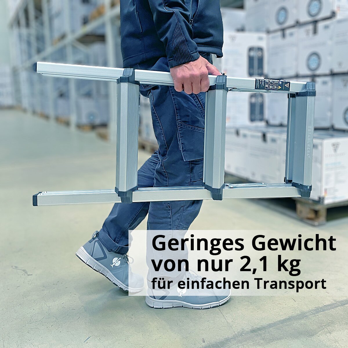 STAHLWERK aluminum step ladder ALT-150 ST up to 150 kg, 3 steps, standing height 72 cm, aluminum ladder | Folding ladder | Folding step | Multi-purpose ladder | Stepladder with non-slip rungs