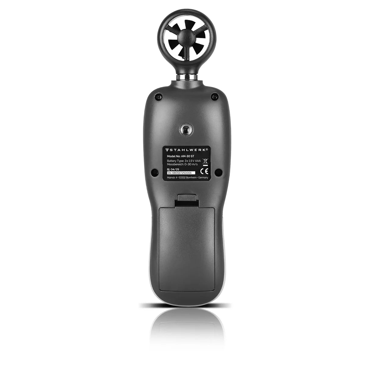 STAHLWERK Anemometer | Compact air speed meter 30 m/s | Wind measuring device | Airflow meter | Precise measurement of wind speed data | Digital air temperature gauge with LCD display