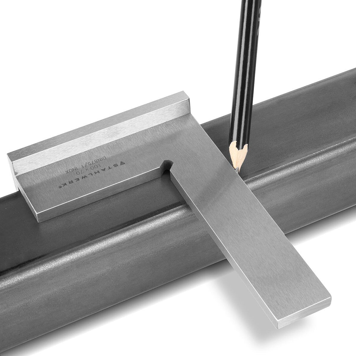 STAHLWERK stop square 90° 100 x 70 mm DIN 875/1 locksmith square / angle stop / precision square made of stainless steel