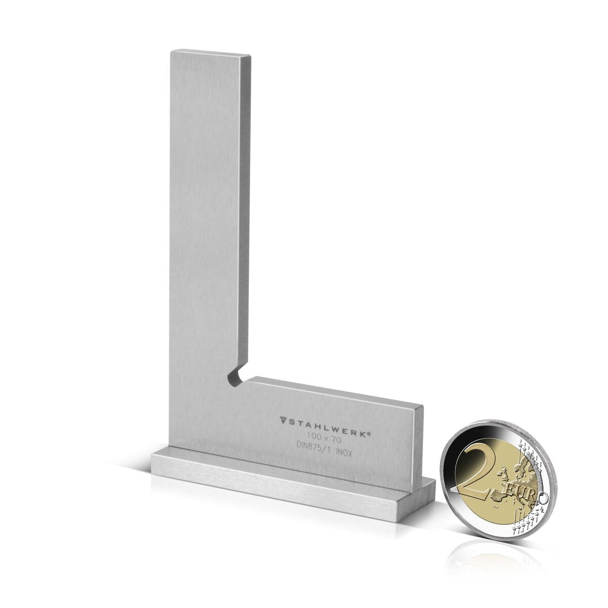STAHLWERK stop square 90° 100 x 70 mm DIN 875/1 locksmith square / angle stop / precision square made of stainless steel