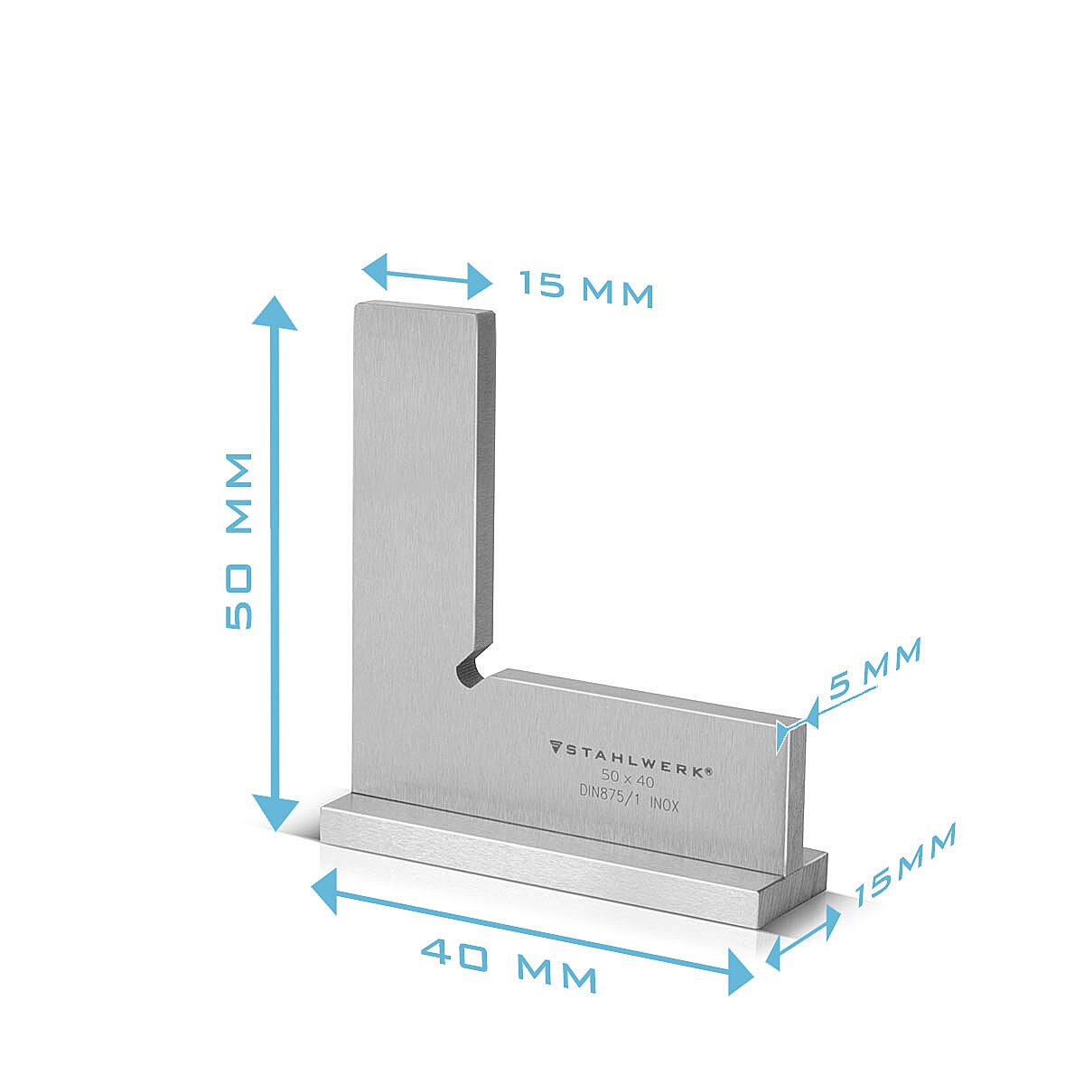 Squadra per fabbro STAHLWERK 90° 50 x 40 mm DIN 875/1 squadra per fabbro / battuta angolare / squadra di precisione in acciaio inossidabile