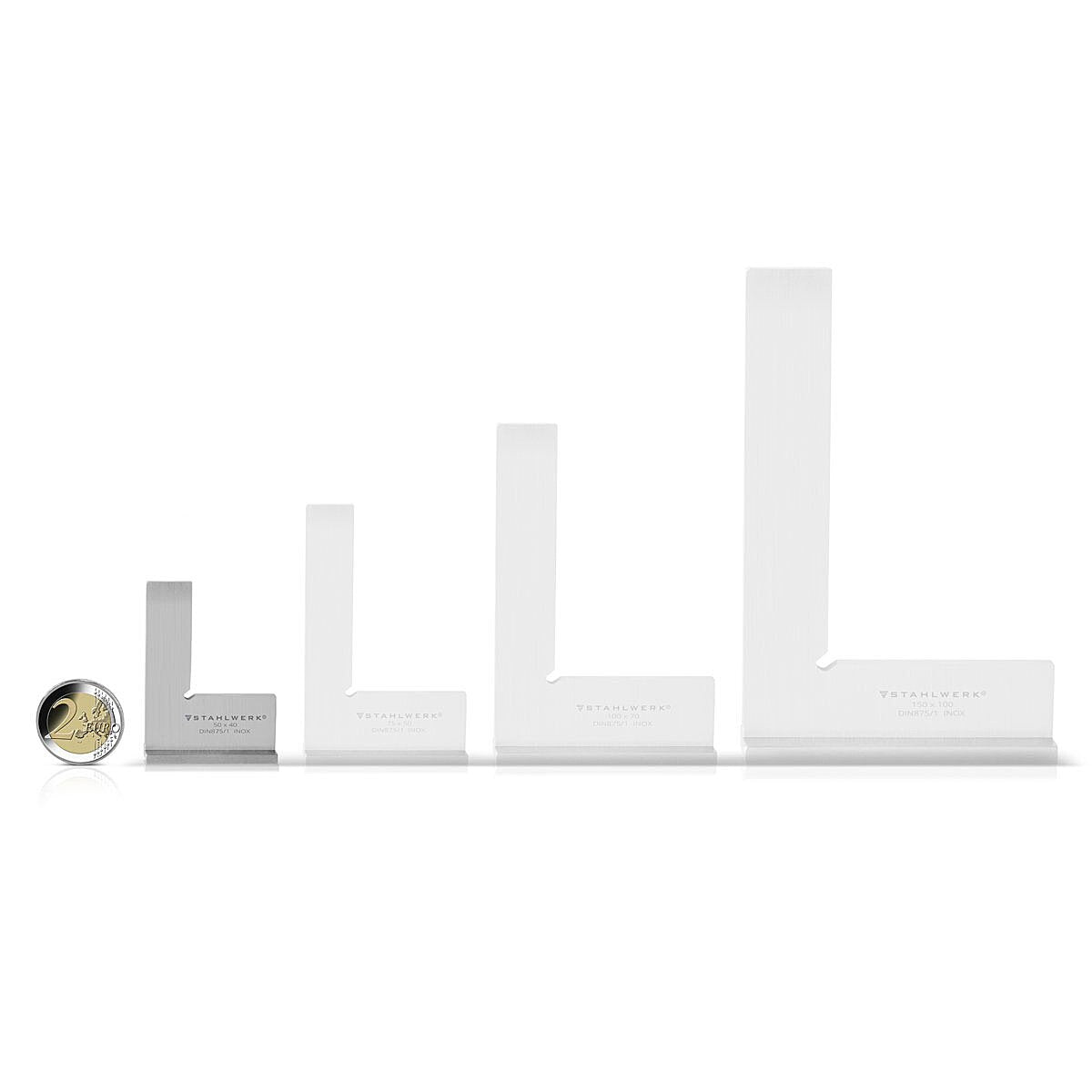 Squadra per fabbro STAHLWERK 90° 50 x 40 mm DIN 875/1 squadra per fabbro / battuta angolare / squadra di precisione in acciaio inossidabile