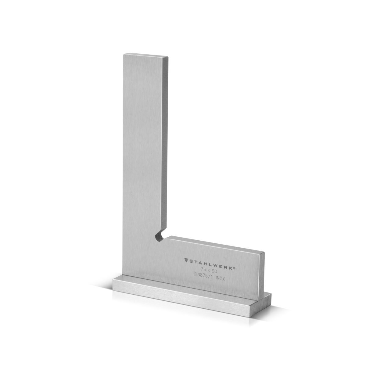 STAHLWERK stop square 90° 75 x 50 mm DIN 875/1 locksmith square / angle stop / precision square made of stainless steel