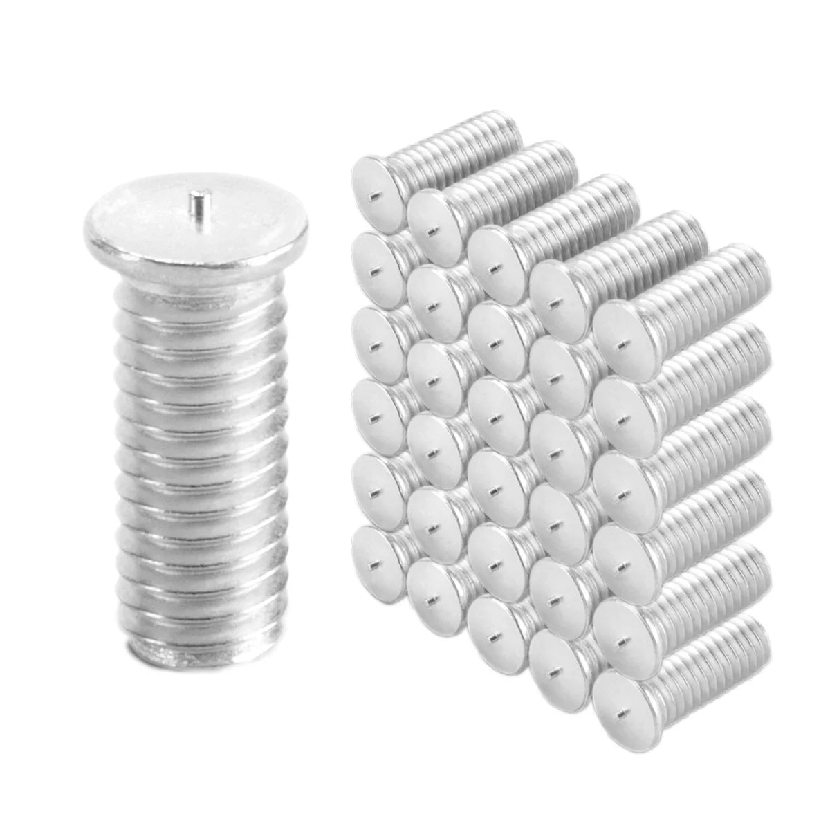 STAHLWERK 2x Aluminium Schweissbolzen M6 Gewinde 100er Set, Smart Repair Zubehör für Ausbeulspotter / Dellenlifter / Punktschweissgerät / zur professionellen Reparatur von Kfz Karosserien