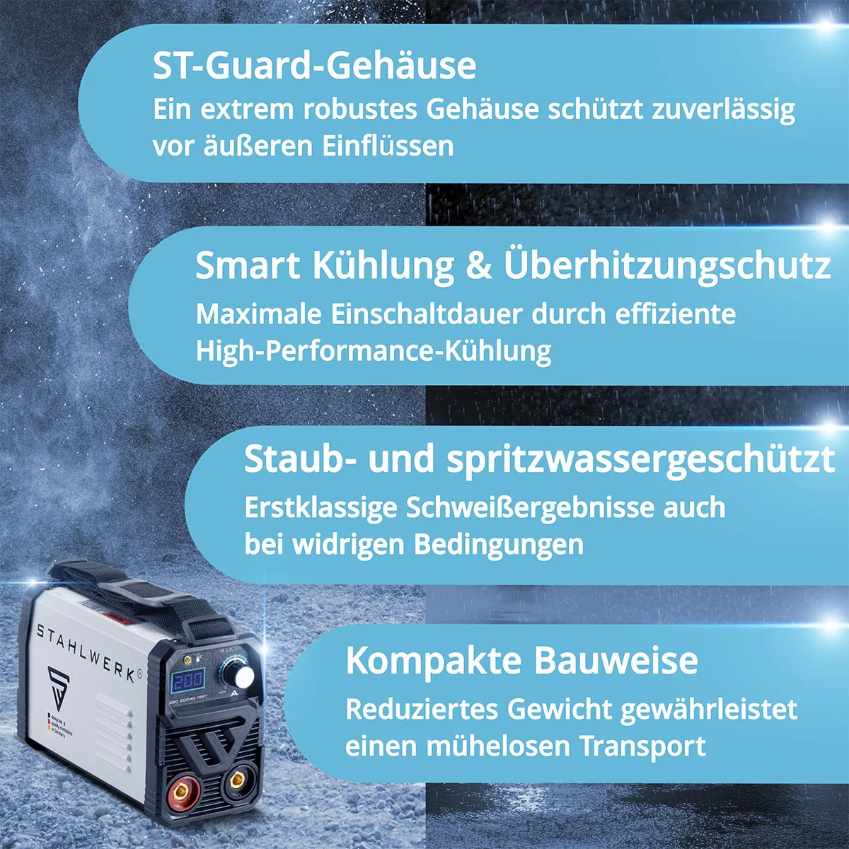 STAHLWERK ARC 200 MD welding machine fully equipped - DC MMA | E-Hand| Lift-TIG inverter with 200 amps, IGBT technology and single board, 7 year manufacturer's guarantee