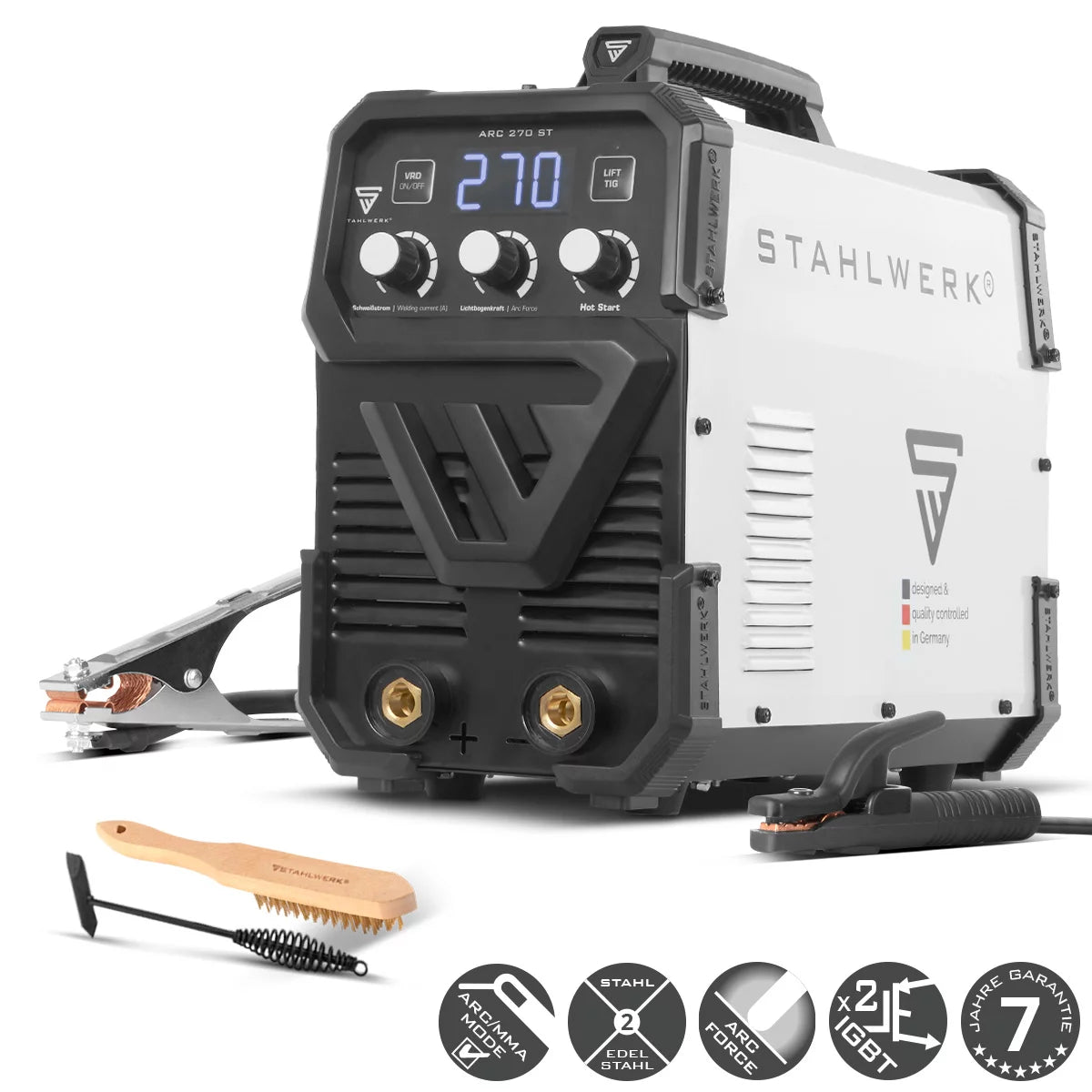 STAHLWERK welding machine ARC-270 ST | MMA welding machine 270 A | MMA electrode welding | Lift-TIG Inverter 400 V | Integrated overheating protection | Smart cooling | Intelligent temperature control