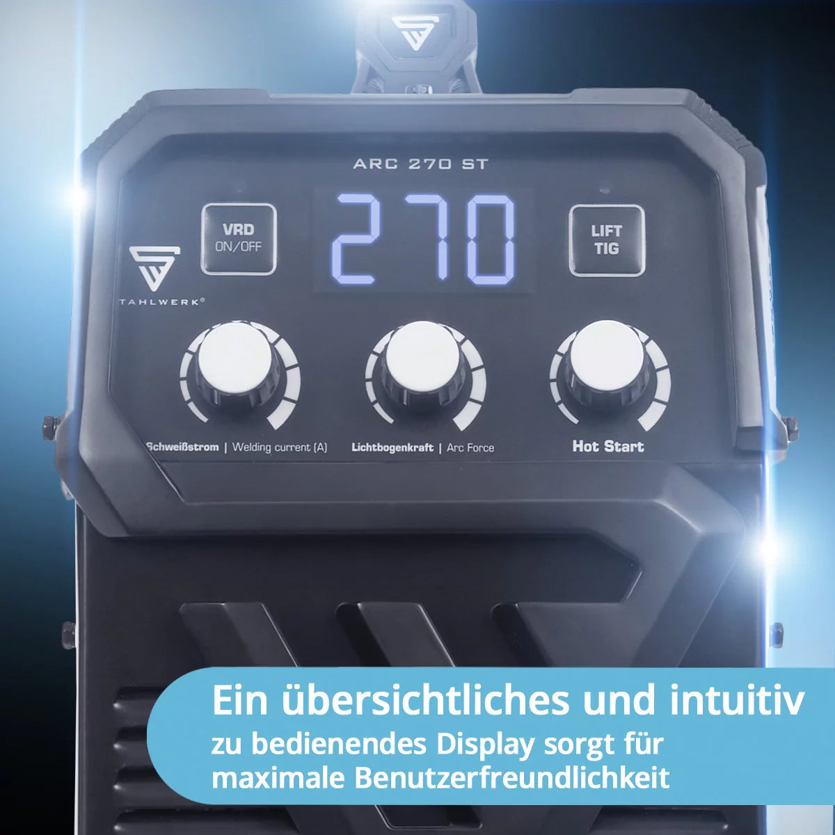 STAHLWERK ARC 270 ST fully equipped IGBT welding machine DC MMA / E-hand welder, lift-TIG function with real 270 amps, very compact, 400V, white