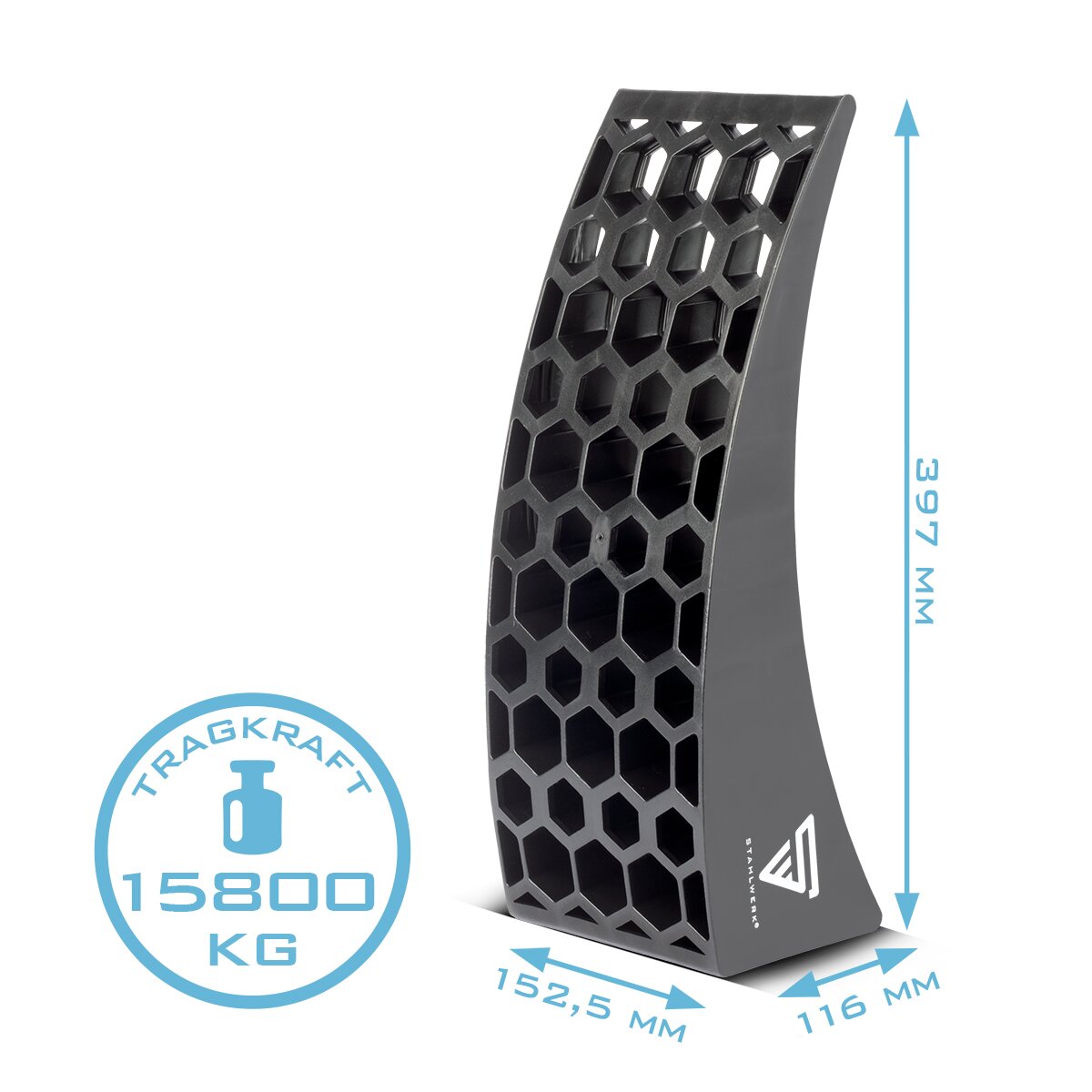 Cuñas de calce STAHLWERK GT-17 ST juego de 2 calzos para ruedas con carga por eje de hasta 15,8 t | Cuña escalonada | Cuña compensadora | Cuña redonda para autocaravanas, campers, autocaravanas, caravanas o caravanas