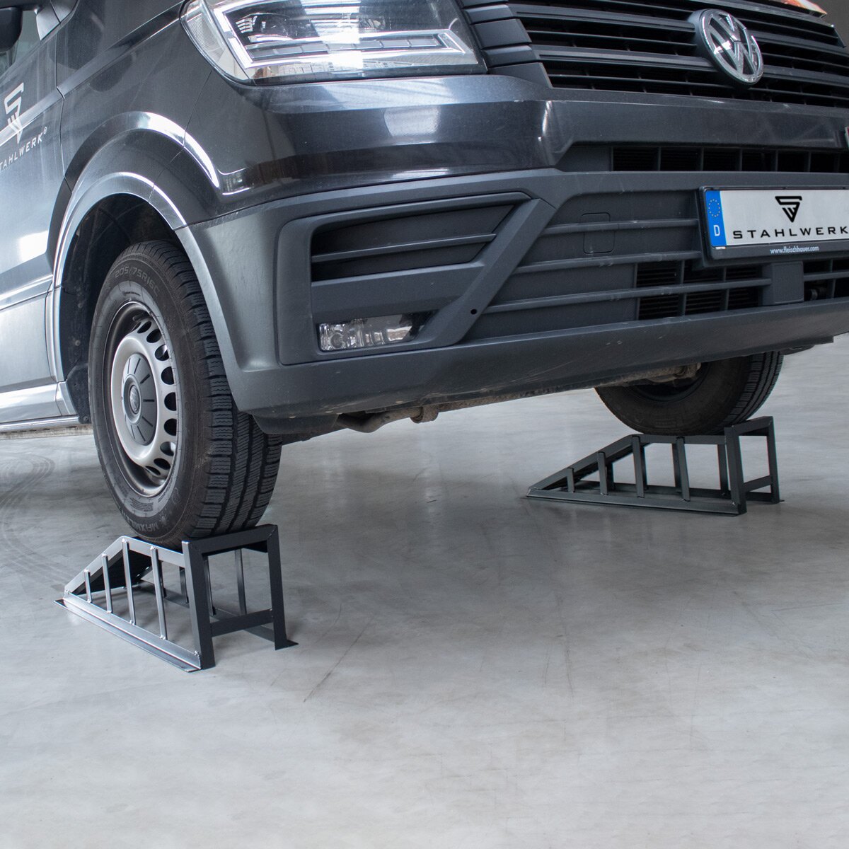 Rampa d'accesso STAHLWERK GT-14 ST set da 2 con rampa con portata di 2 tonnellate | Rampa per auto | Rampa per auto | Cavalletto per autoveicoli