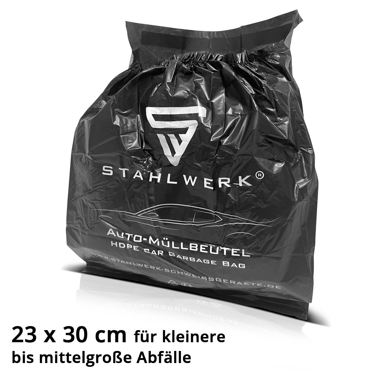 Sacchetti per rifiuti per auto STAHLWERK 30 pezzi Sacchetti per rifiuti extra resistenti 23 x 30 cm | Sacchi della spazzatura | Sacchi della spazzatura | Sacchi per la spazzatura in plastica HDPE resistente agli strappi