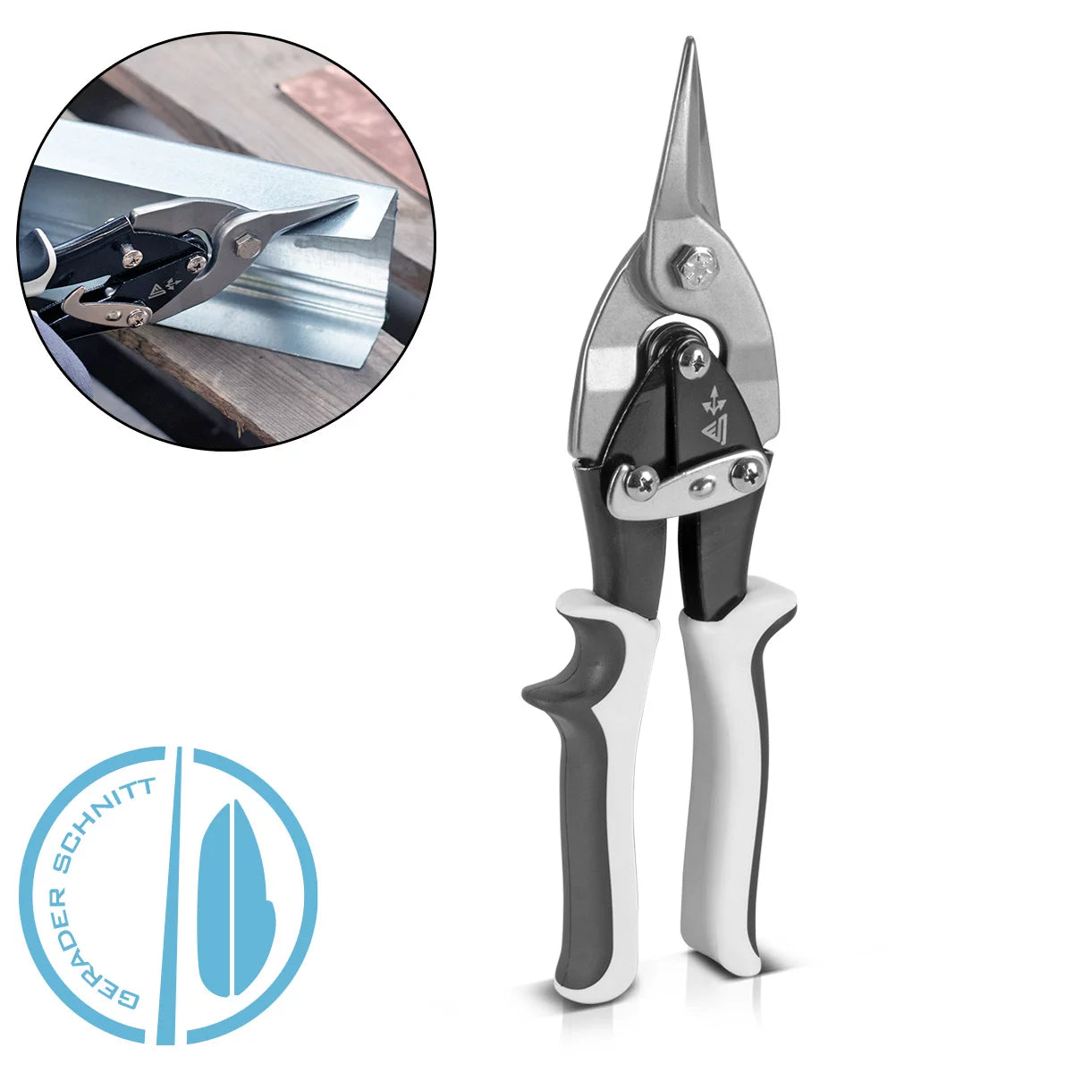 STAHLWERK tin snips straight cut professional metal scissors | sheet metal cutter | Metal cutter for professional cutting of metal sheets