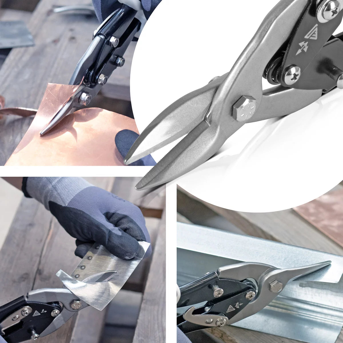 STAHLWERK tin snips straight cut professional metal scissors | sheet metal cutter | Metal cutter for professional cutting of metal sheets