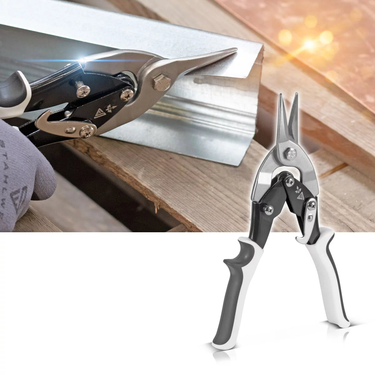 STAHLWERK tin snips straight cut professional metal scissors | sheet metal cutter | Metal cutter for professional cutting of metal sheets