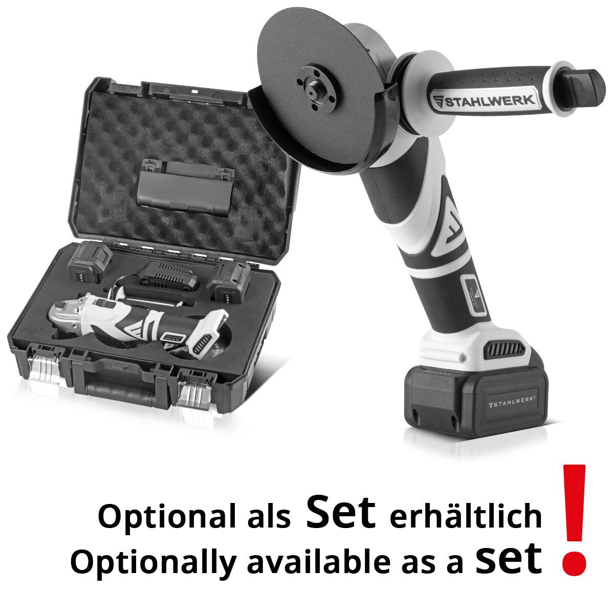 STAHLWERK brushless cordless angle grinder AWS-20 ST Solo | 20 volt system | 0 - 7500 min-1 | Disc sizes 115 mm & 125 mm | Cutting grinder | Separation witch | 7 year guarantee