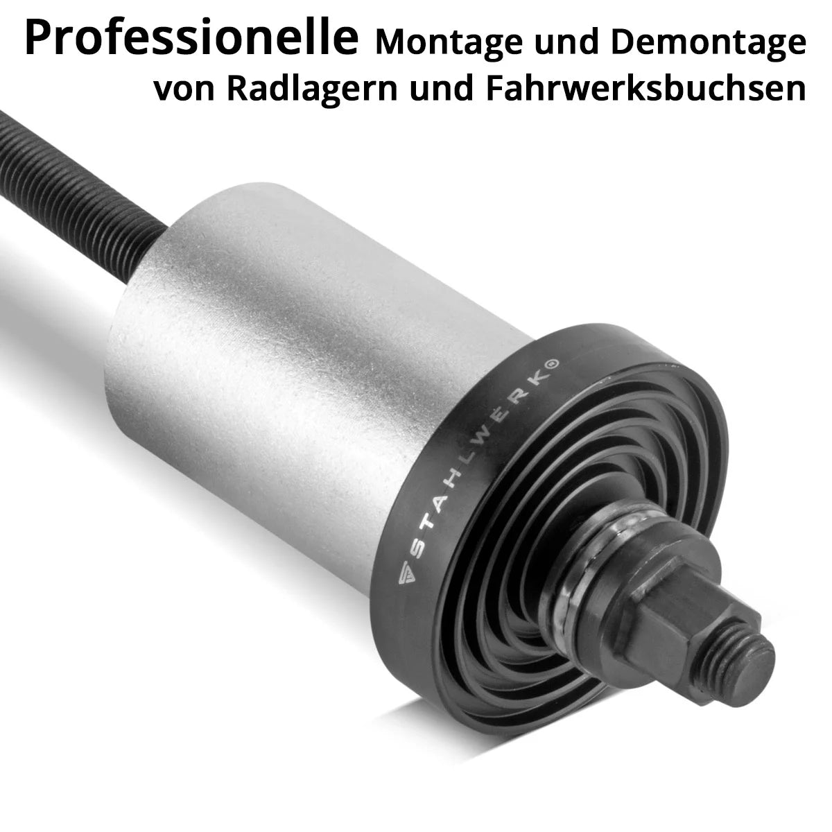 Jeu d'extracteurs de coussinets STAHLWERK | Outil à roulement silencieux | Extracteur de roulement de roue | Outil de roulement de bague | Coffret d'outils de 27 pièces pour le montage et le démontage des roulements de roue et des bagues de châssis
