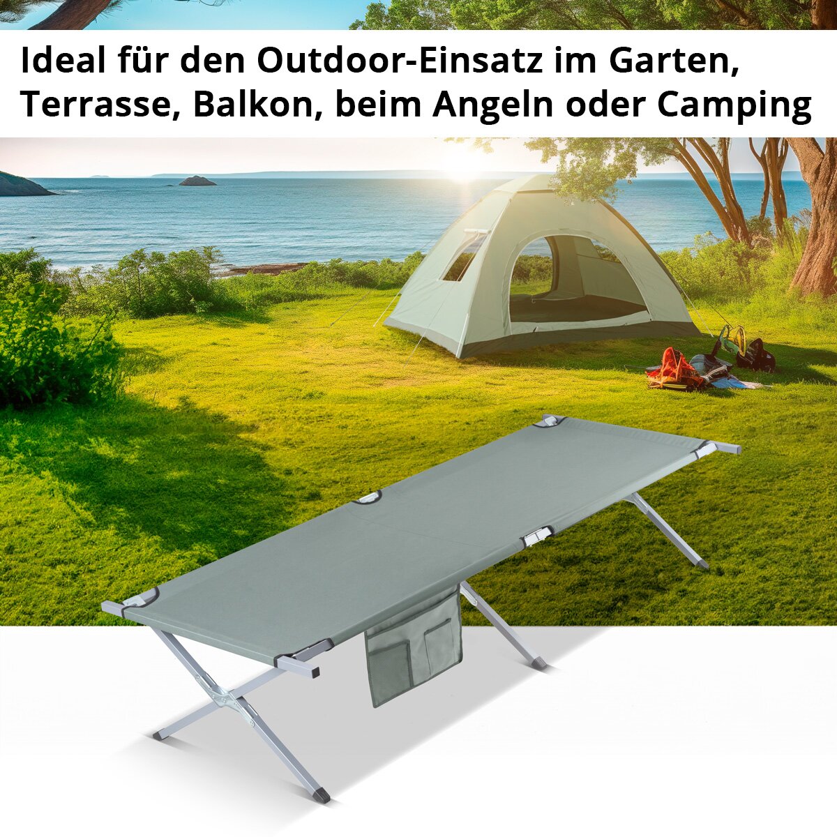 STAHLWERK chaise longue de camping CL-190 ST lit de camp pliant avec capacité de charge de 150 kg lit de camping 190 x 63 cm | lit pliant | lit pliant | Chaise longue pliante | Lit d'appoint | Chaise longue pliante avec sac de transport
