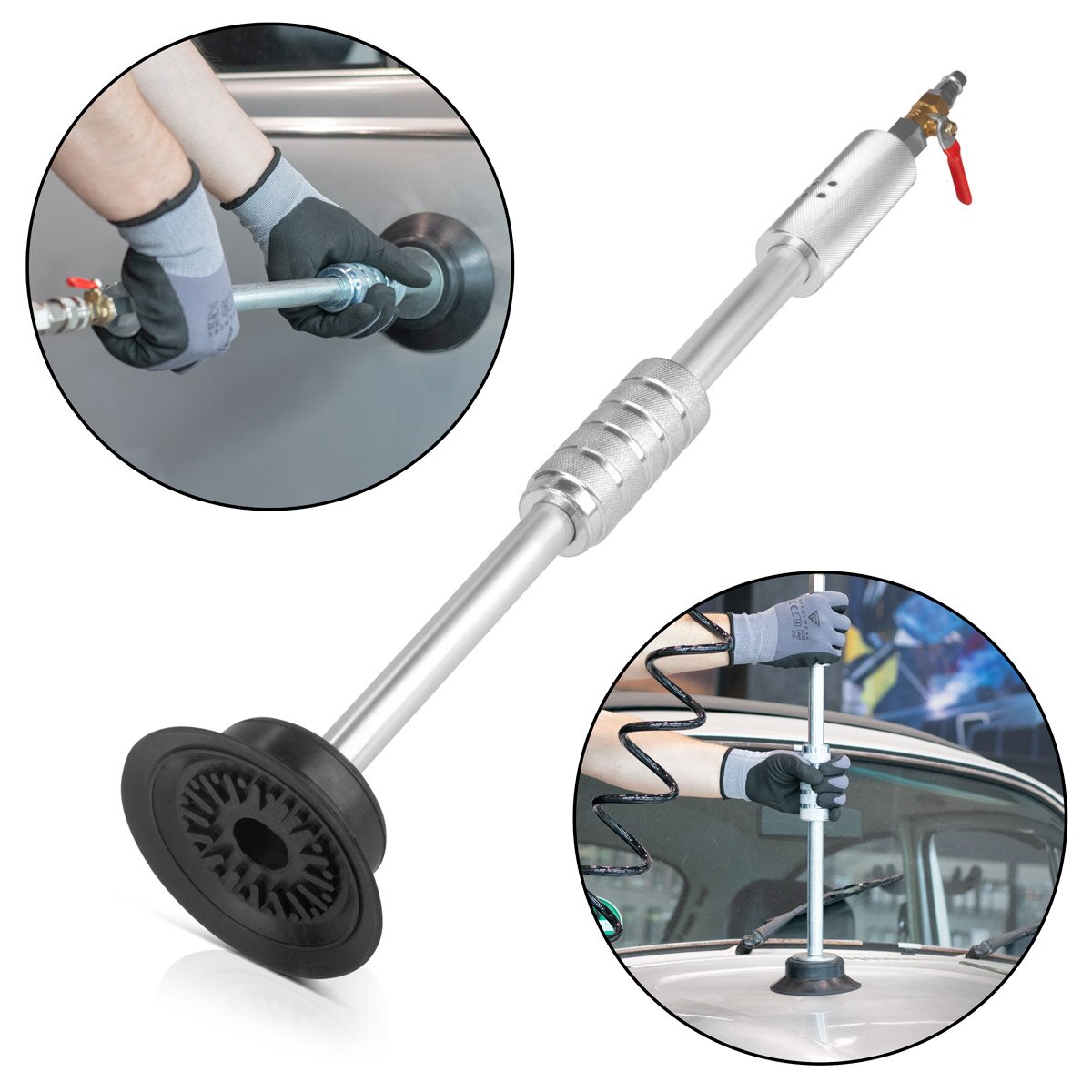 STAHLWERK Dellenzieher PDZ-620 ST Pneumatischer Gleithammer | Saugnapf-Zughammer | Dellenlifter | Ausbeuler | Smart Repair Ausbeulwerkzeug zur professionellen Reparatur von Kfz Karosserien